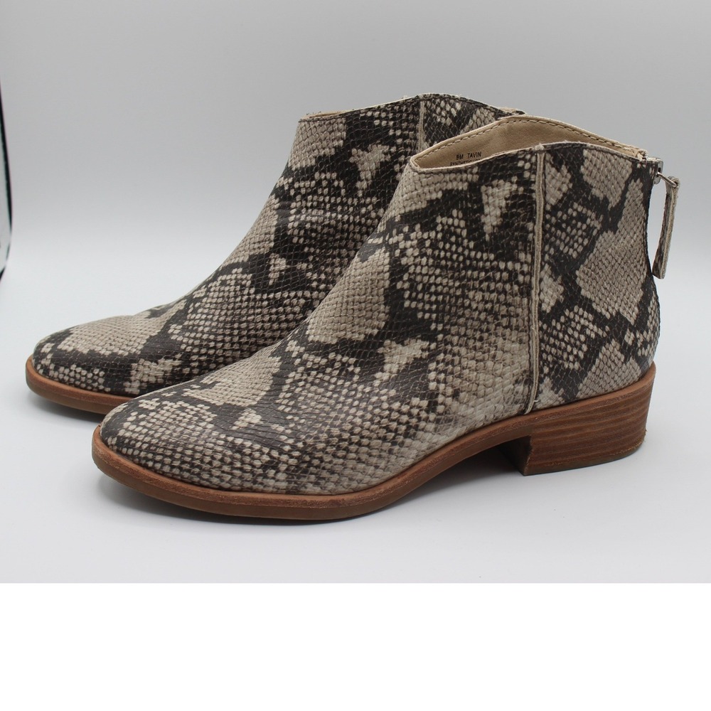 Dolce Vita Tavin Snakeskin Print Ankle Boots Grey‎ Black Pointed Toe Size 9M